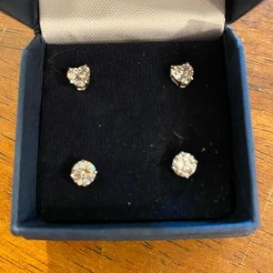 Over 1 Carat Diamonesk Classic & Heart Stud Earrings in Sterling Silver